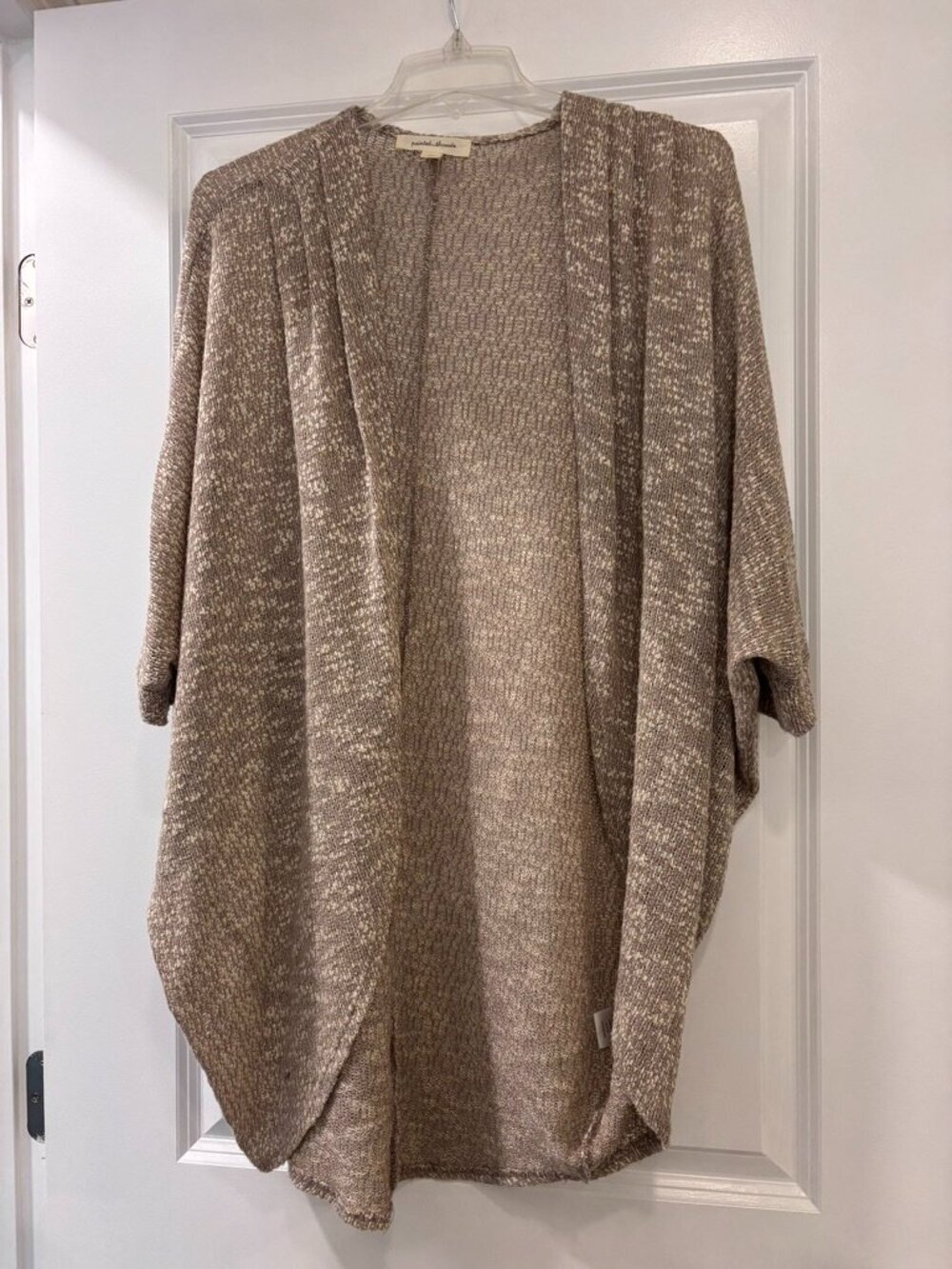 Painted Threads Heather Tan Three Quarter Sleeve Open Cardigan
